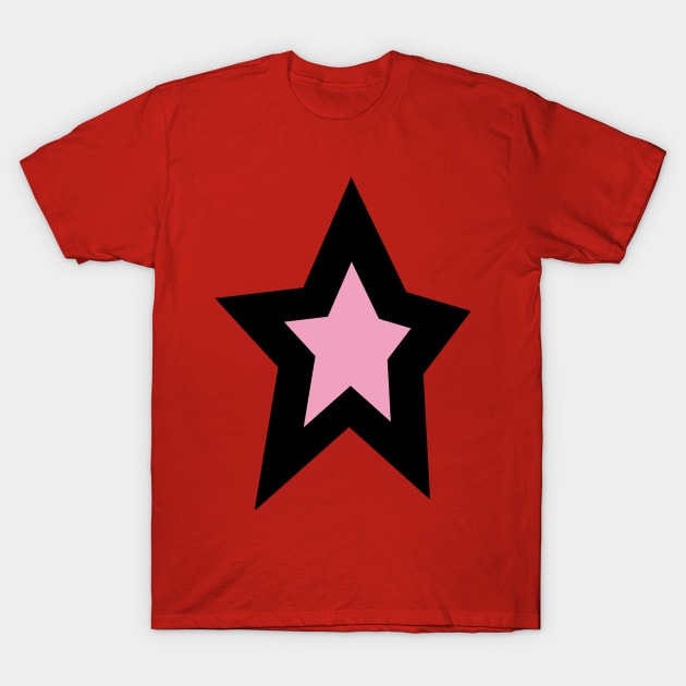 Pink Star Thick Black Line T-Shirt by ellenhenryart